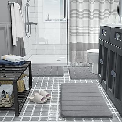 17 in. x 36 in. Gray PVC Foam Bathtub Mat Non-Slip Shower and Bath Mats