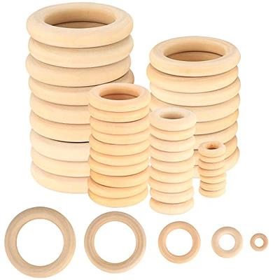 30 Pcs Wooden Rings, Macrame Wooden Rings, Natural Unfinished Solid Wood Rings for DIY Craft Pendant Connectors Jewelry Making (55 mm)