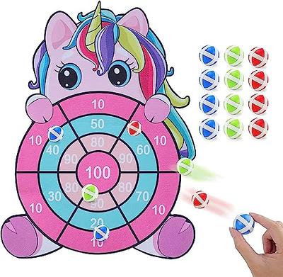 Unicorn Toys for 3-12 Year Old, 25Large Dart Board Kids Outdoor Toys Games  with 12 Sticky Balls for 4-8,Unicorns Gifts for Girls Birthday Gift Age  4-10, Toys for 3 4 5 6