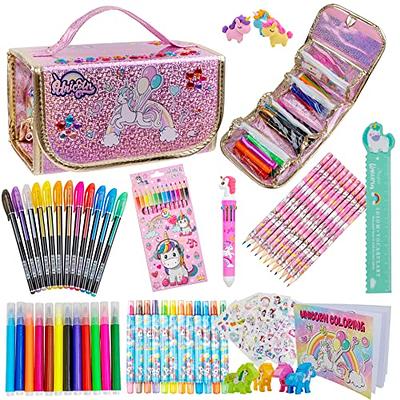 Fruit Scented Markers Set 57Pcs with Glitter Dinosaur Pencil Case &  Stationery, Art Supplies for Kids Ages 4-6-8, Art Coloring Kits Box,Gifts  Toy for