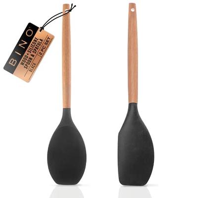 Two-color silicone non-stick cookware set of 2 kitchen spatula, spoon,  colander, frying spatula