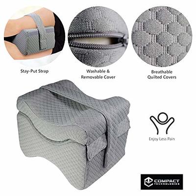 Knee Pillow w/Strap - New 3-Level Contour Memory Foam Leg Separator & Side  Sleeper Design