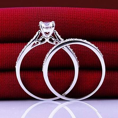 SEniutarm Engagement Love Rings Wedding Bands Women Engagement Wedding 2Pcs  Set Cubic Zirconia 925 Sterling Silver Rings Size 6-10 for Women/Girl  Finger Rings DIY Jewelry Gifts - US 7 - Yahoo Shopping