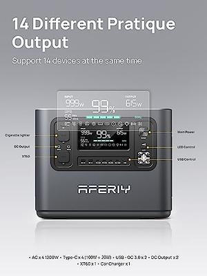 AFERIY Portable Power Station 1200W (2400W Surge)1248Wh LiFePO4 UPS Pure  Sine Wave, Fully Charged in 1.5 Hours, 3500 Cycles + 14 Output ports Solar  Generator for Home CPAP Camping Travel RV - Yahoo Shopping