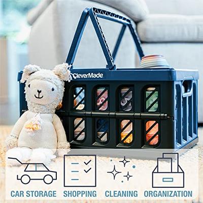 Clevermade Collapsible Fabric Laundry Baskets - Foldable Pop Up Storage Container Organizer Bags - Large Rectangular Space