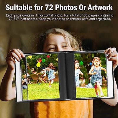  Small Photo Album 5x7 Holds 72 Photos 2 Pack, Photo Album 5x7  Leather Cover with Front Window, 5x7 Photo Album Book, Black Inside Pages  5x7 Photo Album for 5x7 Wedding Family