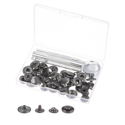 12 Sets Snap Fasteners Kit Metal with 4 Setter Tools for Clothing