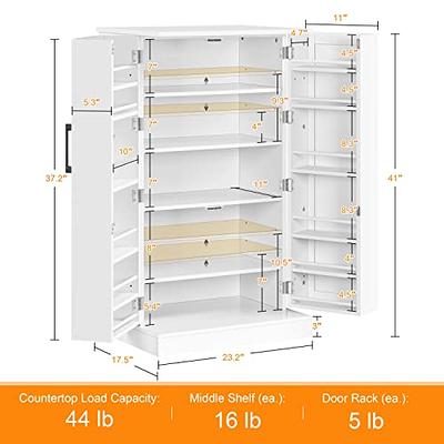  Furnaza 50 LED Kitchen Pantry Storage Cabinets - Food Cabinets  Freestanding Cupboards with 2 Doors with Racks and Shelves Adjustable for  Small Space in Dinning Room, Living Room, in White 