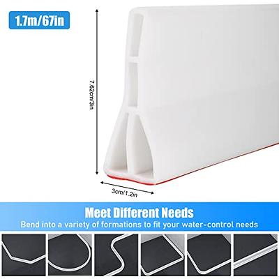 New Collapsible 67 Inch Shower Threshold Water Dam Collapsible Bath Shower  Barrier Water Stopper Retention System Dry and Wet Separation for Bathroom