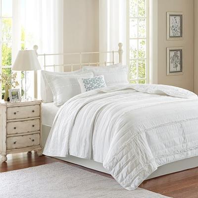 Madison Park Bristol 6-Piece Striped Comforter Set With Throw Pillows