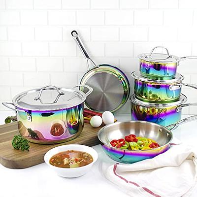 The Magical Kitchen Collection - Iridescent Rainbow Cookware Set - Premium  Heavy Duty Stainless Steel and Titanium Pots & Pans Set - Rust Proof,  Induction Stove & Oven-Safe (10 Piece) - Yahoo Shopping