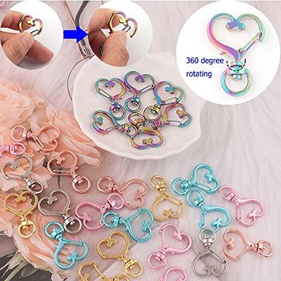 24pcs Mix Color Heart-Shaped Swivel Lobster Claw Clasp,Metal