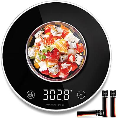 YONCON Smart Food Scale Digital Weight Grams and Oz, 3kg/0.1g Kitchen Scale  for Weight Loss, Cooking, Baking, Super Accurate, Easy to Clean and Store