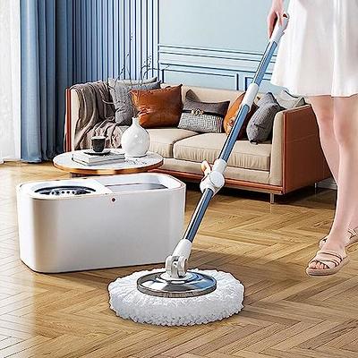 Masthome Spin Mop and Bucket,Mop and Bucket with Wringer Set,Spin Mop for  Floor Cleaning with 6 Microfiber Refills & 1 Floor Brush Head,Spin Mop
