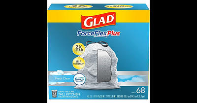 Glad ForceFlexPlus Tall Kitchen Drawstring Trash Bags Fresh Clean