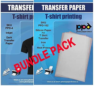 PPD Inkjet Premium Iron-On Dark T Shirt Transfers Paper LTR 8.5x11 Pack of 5 Sheets (PPD-4-5)