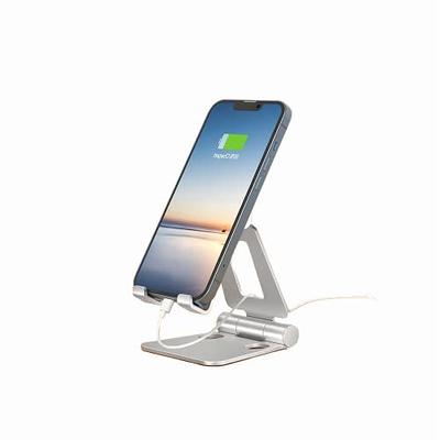 Nulaxy Dual Folding Cell Phone Stand, Fully Adjustable Foldable Desktop  Phone Holder Cradle Dock Compatible with Phone 15 14 13 12 11 Pro Xs Xs Max