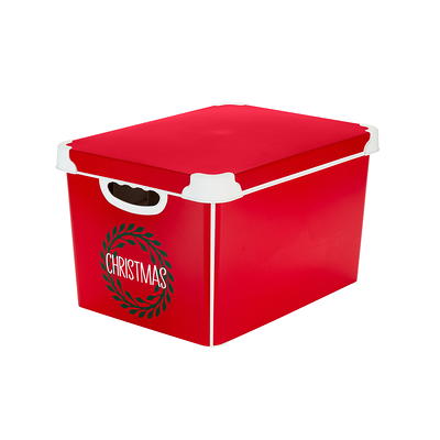 Hefty 72qt Hi-Rise Storage Box with Red Lid