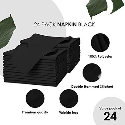 Hausattire Cloth Napkins Set of 12 (18x18 inches) Black - Cotton Reusable Dinner Napkins - Durable and Perfect for Everyday Use