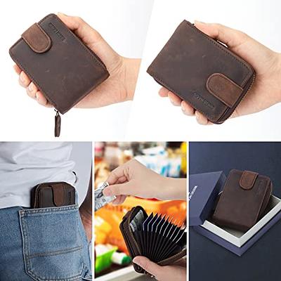 Mens Womens Leather Wallet Credit Card Holder RFID Blocking Zipper Pocket  Purse