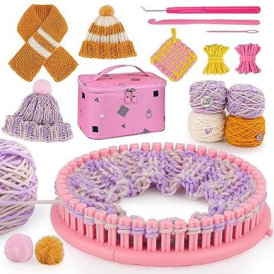 LoDrid Knitting Starter Kit with 12(50g) Basic Colors Yarn & 2 Crochet  Hooks, Portable Knitting Tote Bag with Yarn Set Tools for Beginners, 9  E-Books