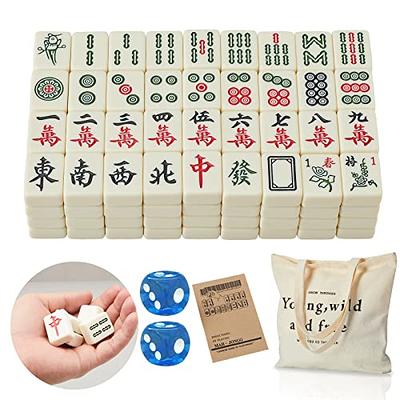  Mahjong Set Large Size 1.6 Chinese Mahjong Game Set 144 tiles  Melamine Mahjong Tiles, 1 Mahjong Table Mat, 1 Mahjong Storage Bag, 2 Dice,  English Instructions (Crystal Jade White, 1.6 inches 40MM) : Toys & Games