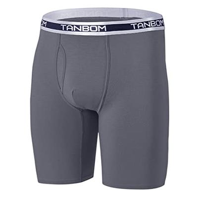 ZONBAILON Mens Bamboo 9 Long Leg No Ride Up Boxer Briefs