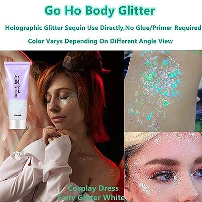 Face Glitter Makeup, Holographic Chunky Face Body Glitter, Glitter  Eyeshadow Cosmetic Laser Powder for Face Hair Nails, Festival Body Glitter  Makeup