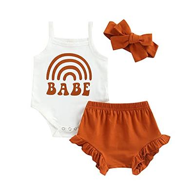 Kuriozud Newborn Infant Baby Girl 2 Piece Summer Outfits Tank Bodysuit Top  + Ruffle Bloomer Shorts Set Clothes (Rainbow Brown, 0-3 Months) - Yahoo  Shopping