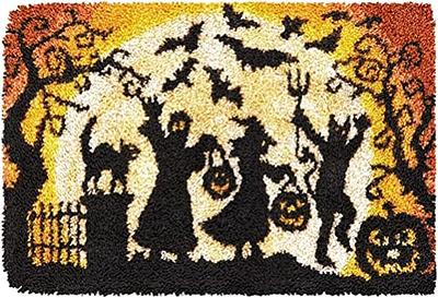 ROCKY&CHAO Halloween Witch Latch Hook Kits 50 X 38 cm, DIY Latch Hook Rug  Kits for