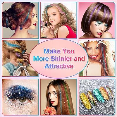 Hair Tinsel Kit, 20 Colors Tinsel Hair Extensions with Tools, Glittery Fairy Hair Heat Resistant Sparkingly Hairpiece for Party Halloween Christmas