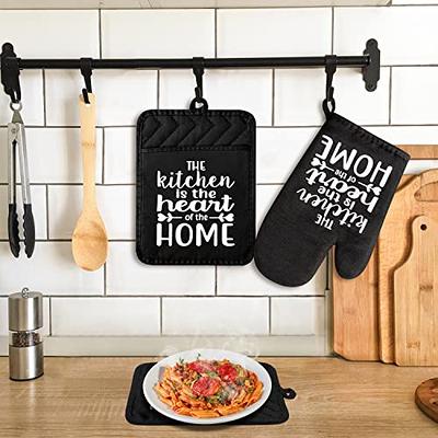 Extra Long Oven Mitts and Pot Holders Sets, RORECAY Heat Resistant Silicone  Oven Mittens with Mini Oven Gloves and Hot Pads Potholders for Kitchen