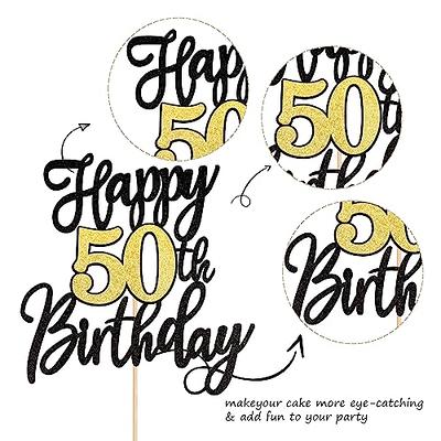  24 Pack of 50th Birthday Cupcake Toppers Gold Glitter 50th  Birthday Cupcake Picks Party Decorations : Toys & Games