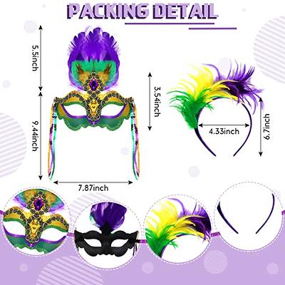 9 Pcs Mardi Gras Costume Accessories Set Includes Mardi Gras Beads