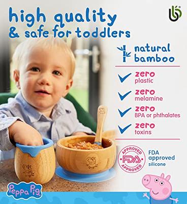  Nutrichef Baby and Toddler, 3 compartment plate, bowl, cup and  spoon feeding set- silicon suction, Non-toxic all natural Bamboo baby food  plate (Star Set) : Baby