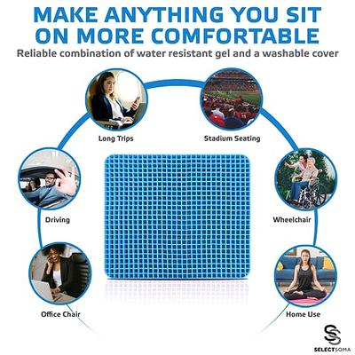 Gel Seat Cushion, for Long Sitting -Double Thick Gel Seat Cushion  Breathable Honeycomb Chair Cushion with Non-Slip Cover for Office Chair  Car