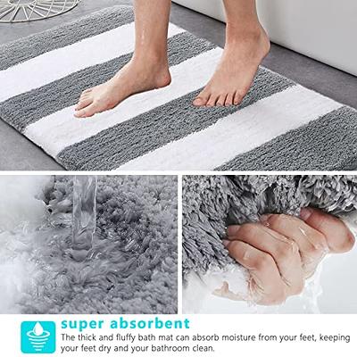 LOCHAS Cream Bathroom Rug Bath Rugs Set of 2, Thick Soft Striped Shaggy  Chenille Bath Mats for Bathroom Non Slip, Dry Fast Extra Large Bathroom Rugs(20  x 32/17 x 24)