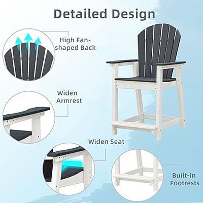 OTSUN Outdoor Tall Adirondack Chairs Set of 4 Patio Bar Stool