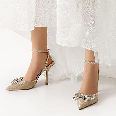 Dream Pairs Women’s Closed Toe Kitten Heels Pointed Toe Slingback Low Heels Dress Bridal Wedding Pumps Shoes
