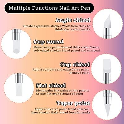 Nail Art Acrylic Pen Brushes Set,5Pcs Silicone Nail Art Acrylic Pen  Brushes, Rhinestone Handle Double-Ended Nail Art Pen, for Design Nail Foil  Carving