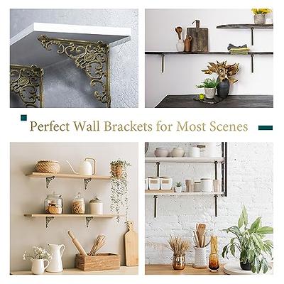 Lounsweer 8 Pack Heavy Duty Antique Brass Shelf Brackets 8 Inch