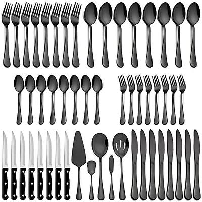 LIANYU 77-Piece Black Silverware Set with Steak Knives and Serving  Utensils, Stainless Steel Flatware Cutlery Set Service for 12, Eating  Utensil Set for Home Party Wedding, Dishwasher Safe - Yahoo Shopping