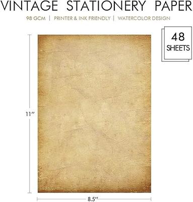 48 Pack Antique Vintage Stationary Paper, 8.5x 11 Parchment