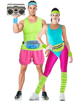 Women's 80s 90s Workout Costume Outfit, 80s 90s Accessories Set Leotard,  Neon Legging Headband Wristbands Set X-Small : : Clothing, Shoes &  Accessories