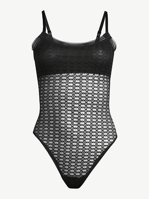 Sofia Intimates Women's Geo Pattern Sheer Lace Thong Bodysuit - Yahoo  Shopping