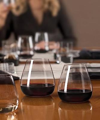 Stemless Red Wine Glasses Set of 4 - Hand Blown Crystal Stemless