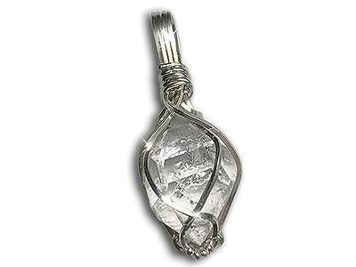 Herkimer Diamond Healing Crystal Necklace Pendant, Handmade Sterling  Silver Herkimer Diamond Crystal Healing Stones