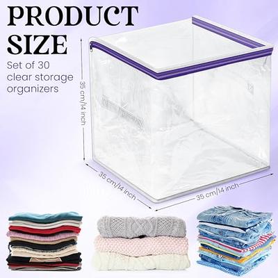 Sweetude 30 Pcs Clear Storage Bag Zippered Organizers Foldable Sweater  Storage Closet Organizer Plastic Storage Bags Bins Containers with Zipper  and Handle Storage Bags for Clothes, 14 Inch (Purple) - Yahoo Shopping