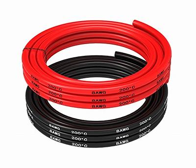 8 GAUGE Stranded Copper Wire 5 FT Red and 5 FT Black Flexible Silicone  Rubber 8 AWG wire (5 Feet)