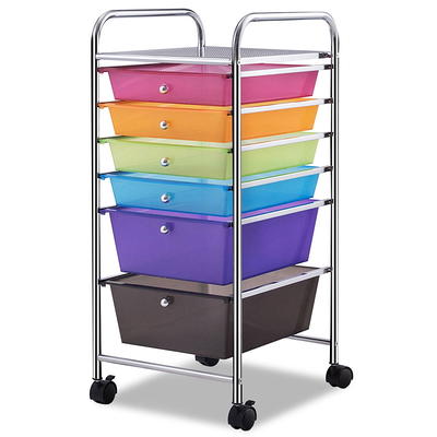 Seville Classics Rolling Utility Organizer Storage Cart, for Home Office, School, Classroom, Scrapbook, Hobby, Craft, 6-Bin